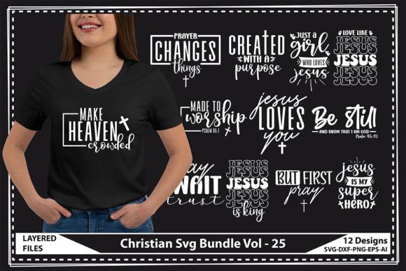 Christian Svg Bundle Vol - 25 T-Shirt Designs