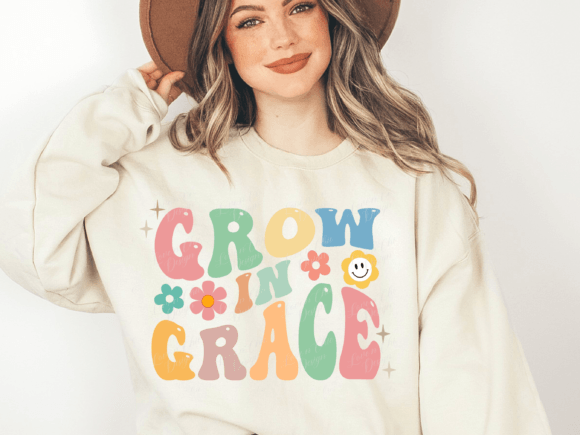 Grow in Grace PNG SVG, Groovy Christian T-Shirt Designs