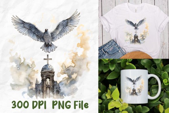 Jesus Christ Gothic Church Pigeon Heaven T-Shirt Designs