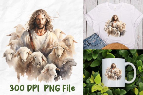 Jesus Christ Walk Among His Sheep T-Shirt Designs
