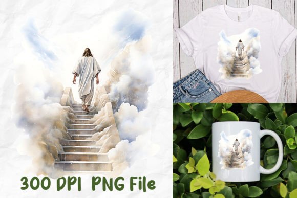 Jesus Cloud Walk to Heaven Right Path T-Shirt Designs