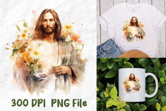 Jesus Retro Wild Flowers Christian Bible T-Shirt Designs