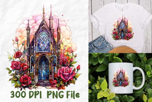 Jesus Stained Glass Christian Church T-Shirt Designs