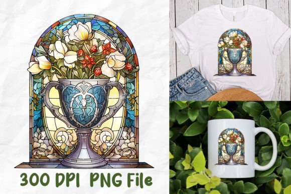 Jesus Stained Glass Gothic Medieval Cup T-Shirt Designs