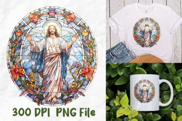 Jesus Stained Glass Sunshine God Hug T-Shirt Designs