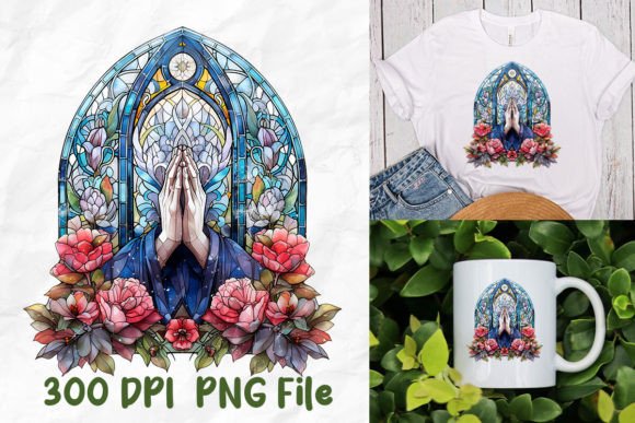 Jesus Stained Glass Window Prayer T-Shirt Designs