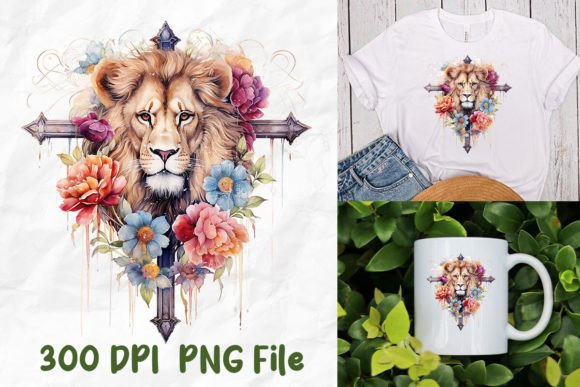 Jesus Wild Flowers Lion Christian Cross T-Shirt Designs